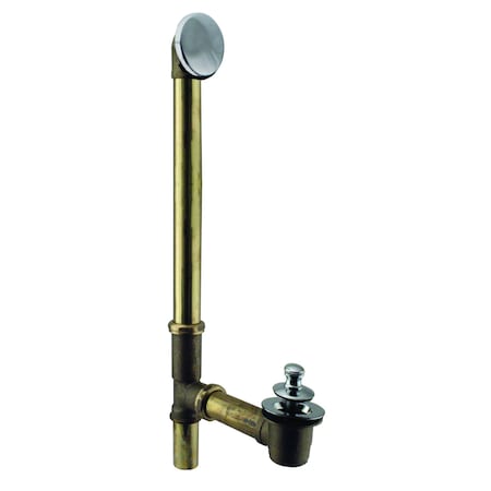 Westbrass Twist & Close Bath Waste, Hidden Overflow -22" Make-Up, 17 Ga. In Polished Chrome D322H-26 (7941817H-26)